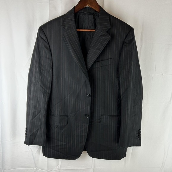 Canali Blazer Mens 40R EU 50 Black Pinstripe Super‎ 120's Wool Made in Italy